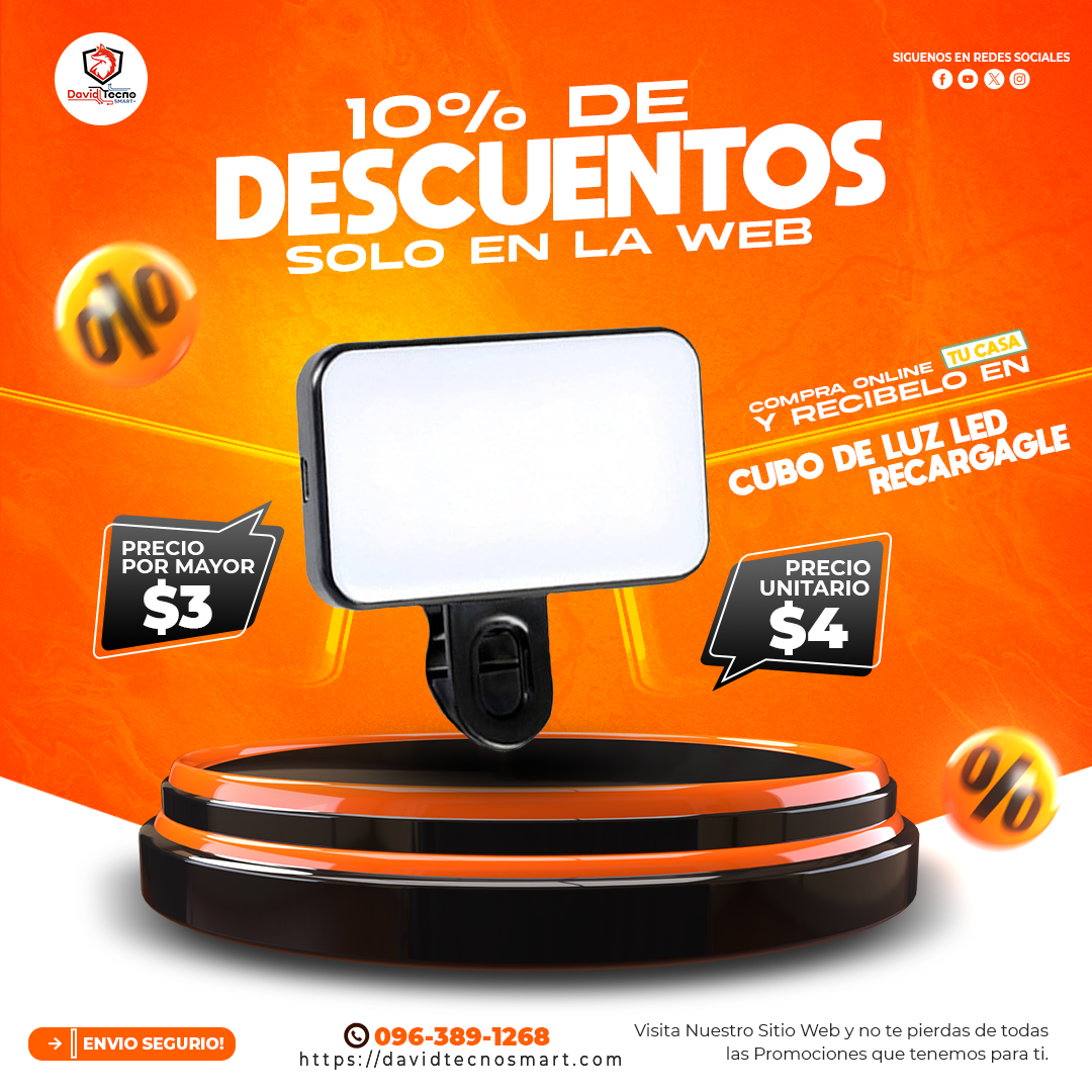 Cubo de Luz Led Recargable con Pinza para Celular & Laptop