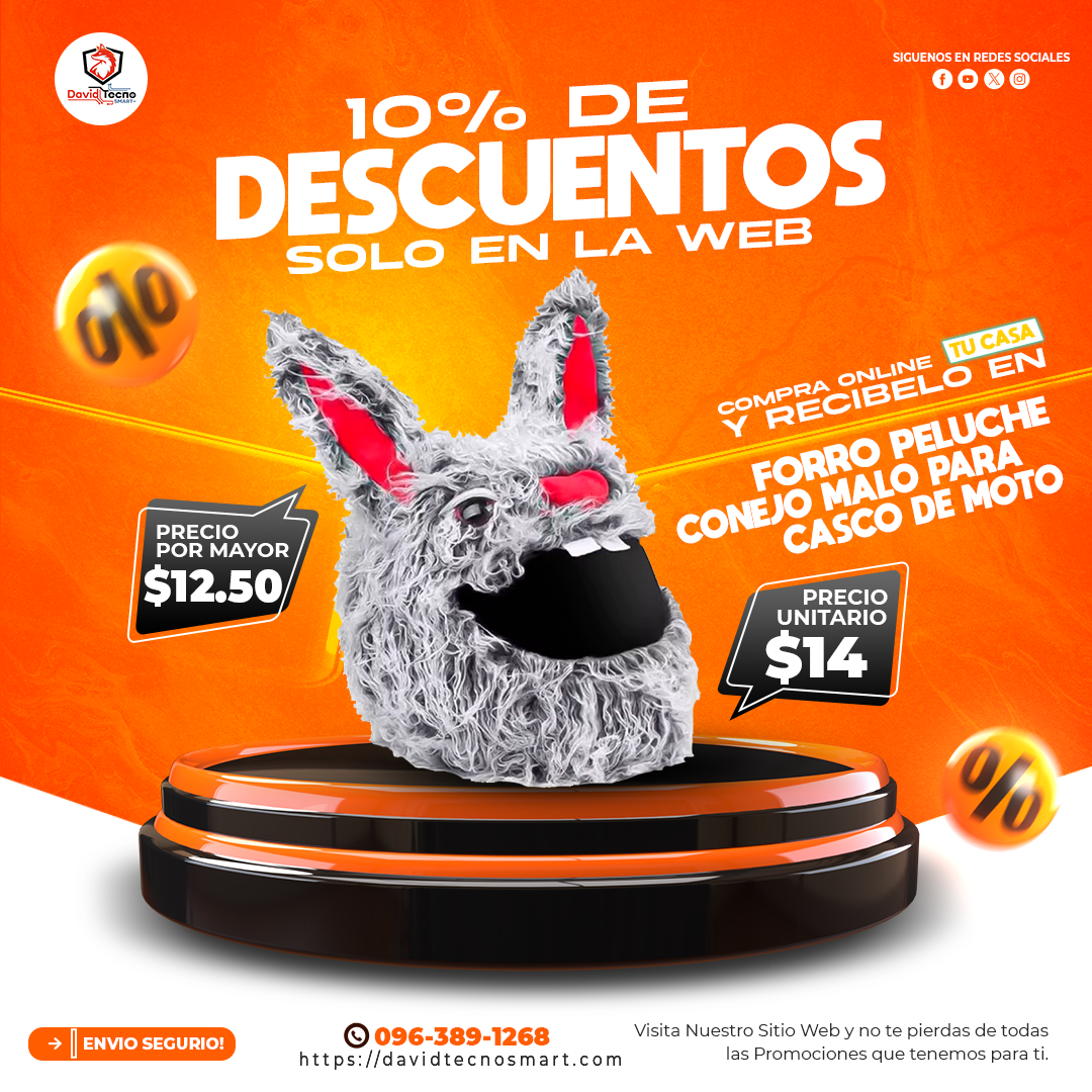 Forro Peluche Conejo Malo Protector para Casco de Moto