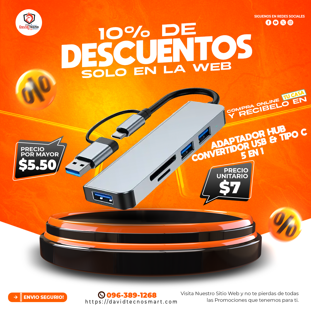 Adaptador HUB Convertidor USB & Tipo C 5 en 1