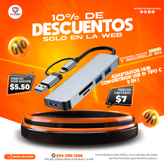 Adaptador HUB Convertidor USB & Tipo C 5 en 1