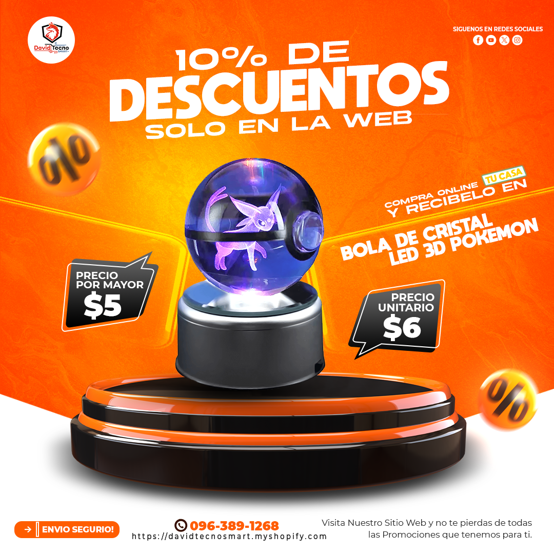 Bola de Cristal Led 3D Pokemon