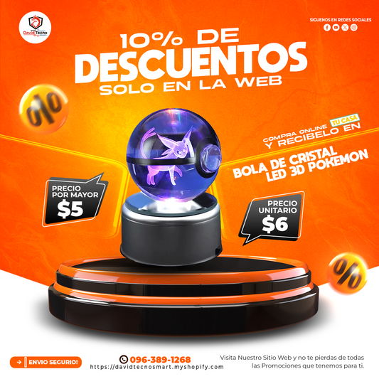 Bola de Cristal Led 3D Pokemon