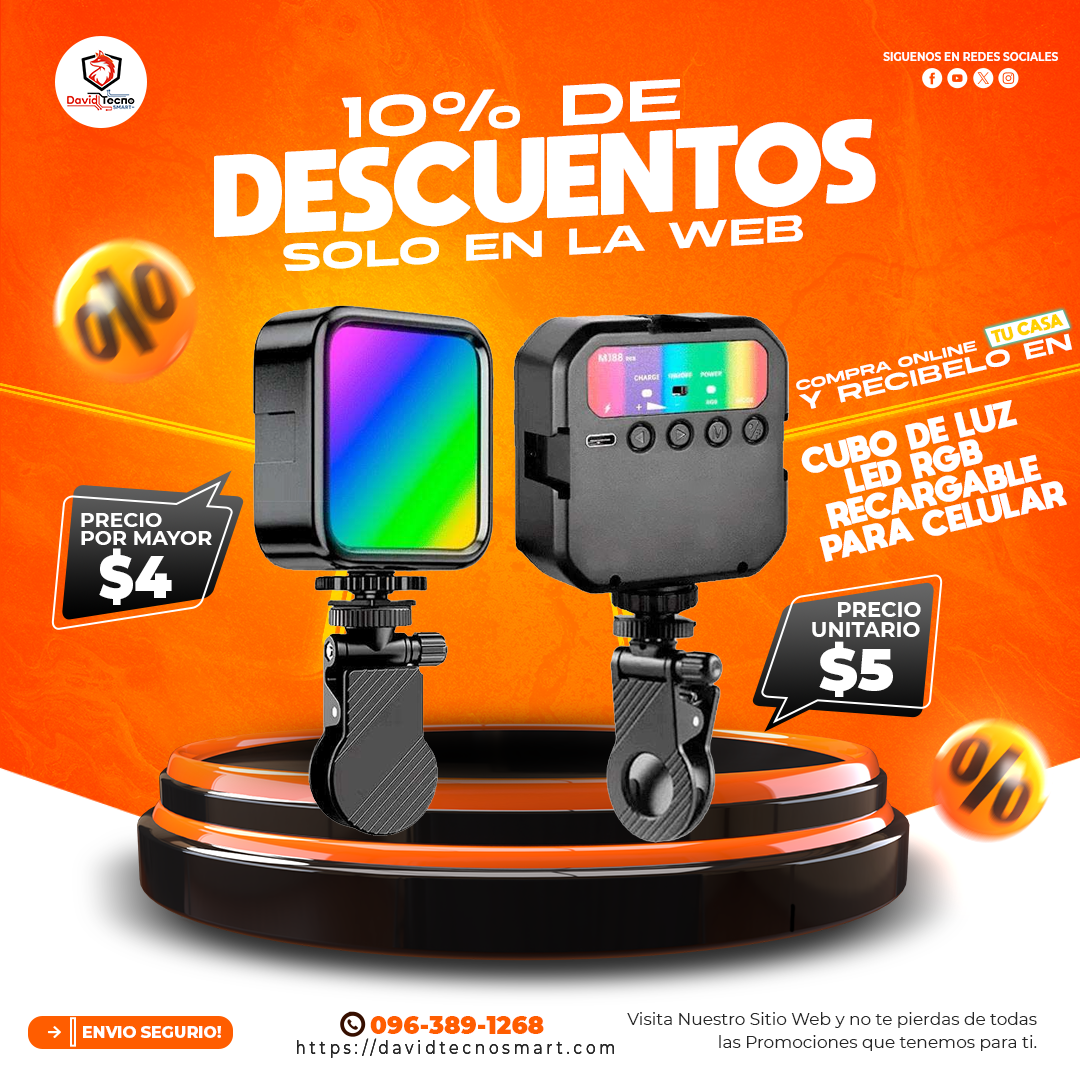 Cubo de Luz Led RGB Recargable para Celular