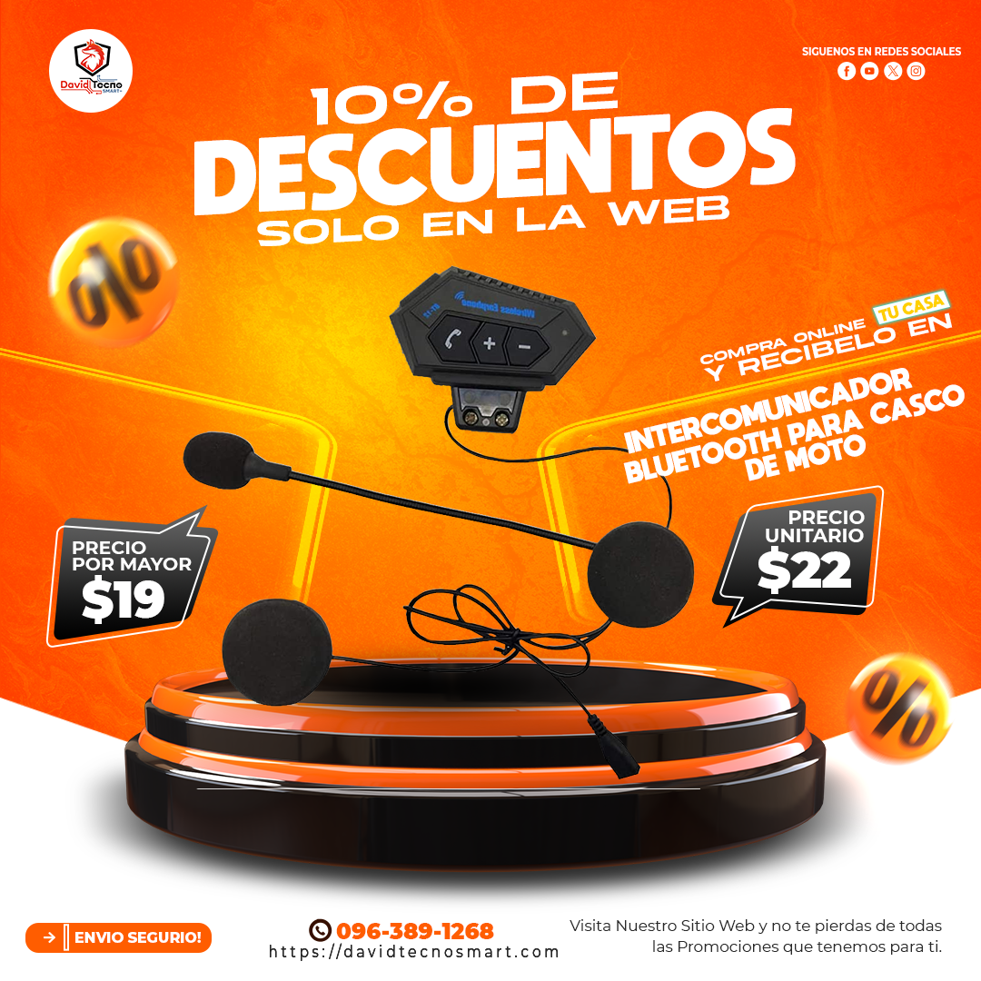 Intercomunicador Bluetooth para Casco de Moto