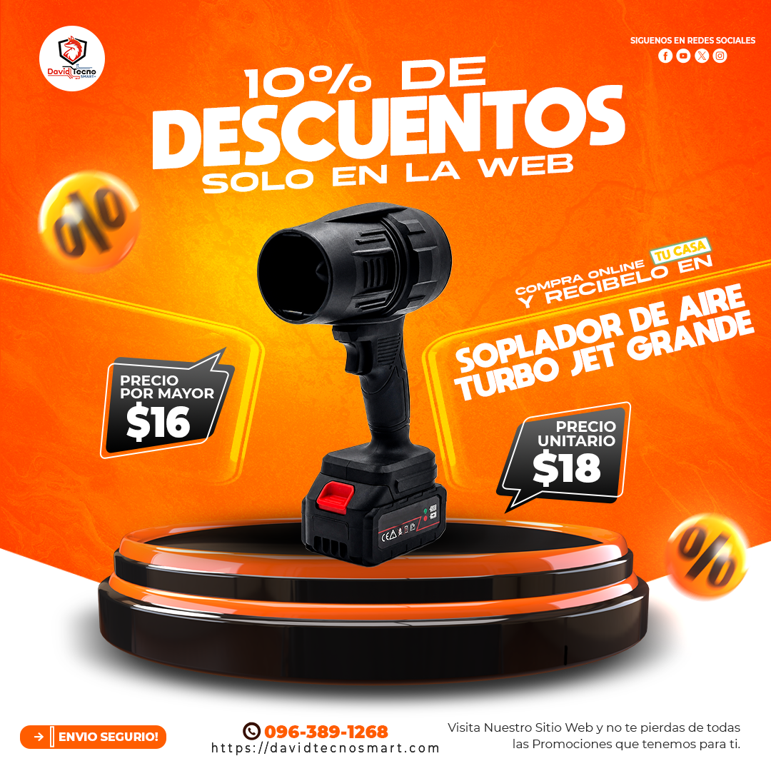 Soplador de Aire Turbo Inalambrica Jet Grande con Bateria
