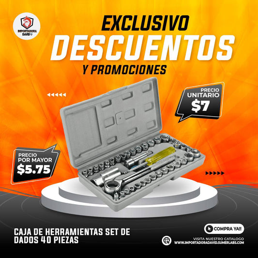 Caja de Herramientas Set de Dados 40 Piezas