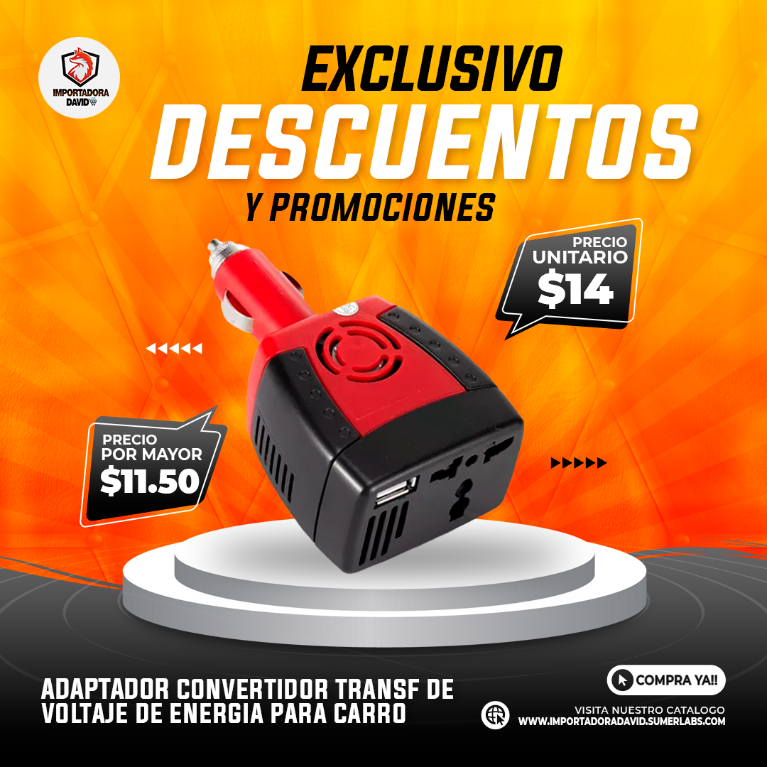 Adaptador Convertidor Transformador de Voltaje de Energia para Auto