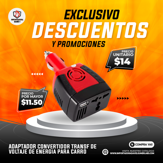 Adaptador Convertidor Transformador de Voltaje de Energia para Auto