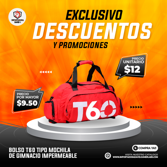 Bolso T60 Tipo Mochila de Gimnacio Impermeable