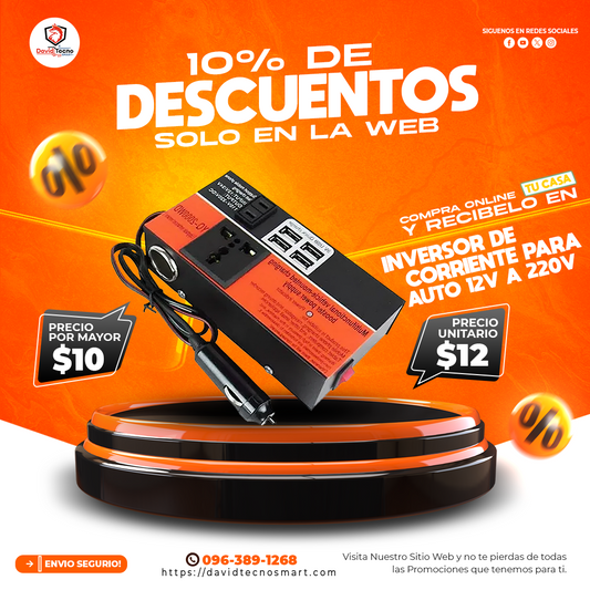 Inversor de Corriente para Auto 12V A 220V