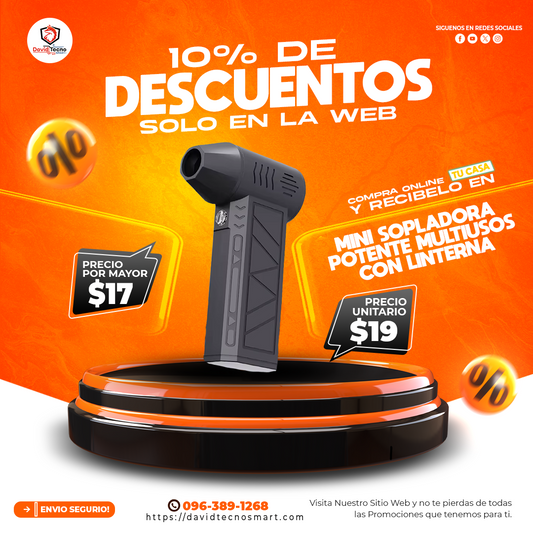 Mini Sopladora Potente Multiusos con Linterna