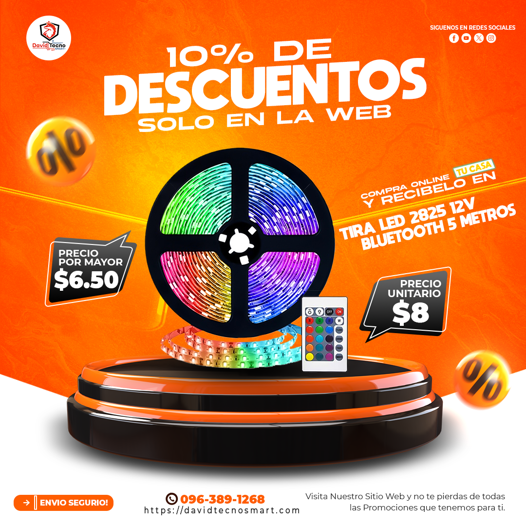 Tira Led 2825 12V Bluetooth 5 Metros