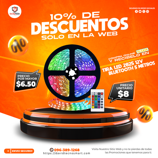 Tira Led 2825 12V Bluetooth 5 Metros