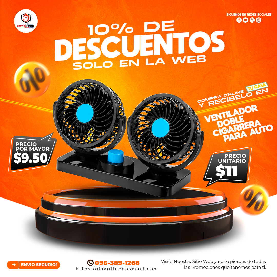 Ventilador Doble Cigarrera para Auto