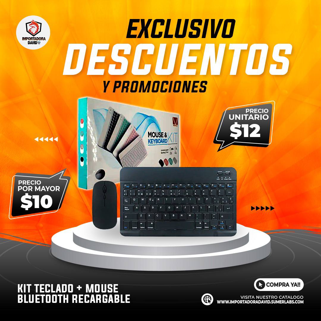 Kit Teclado + Mouse Bluetooth Recargable