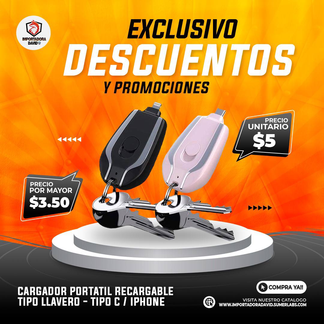 Cargador Portátil Recargable Tipo Llavero Tipo C / IPhone