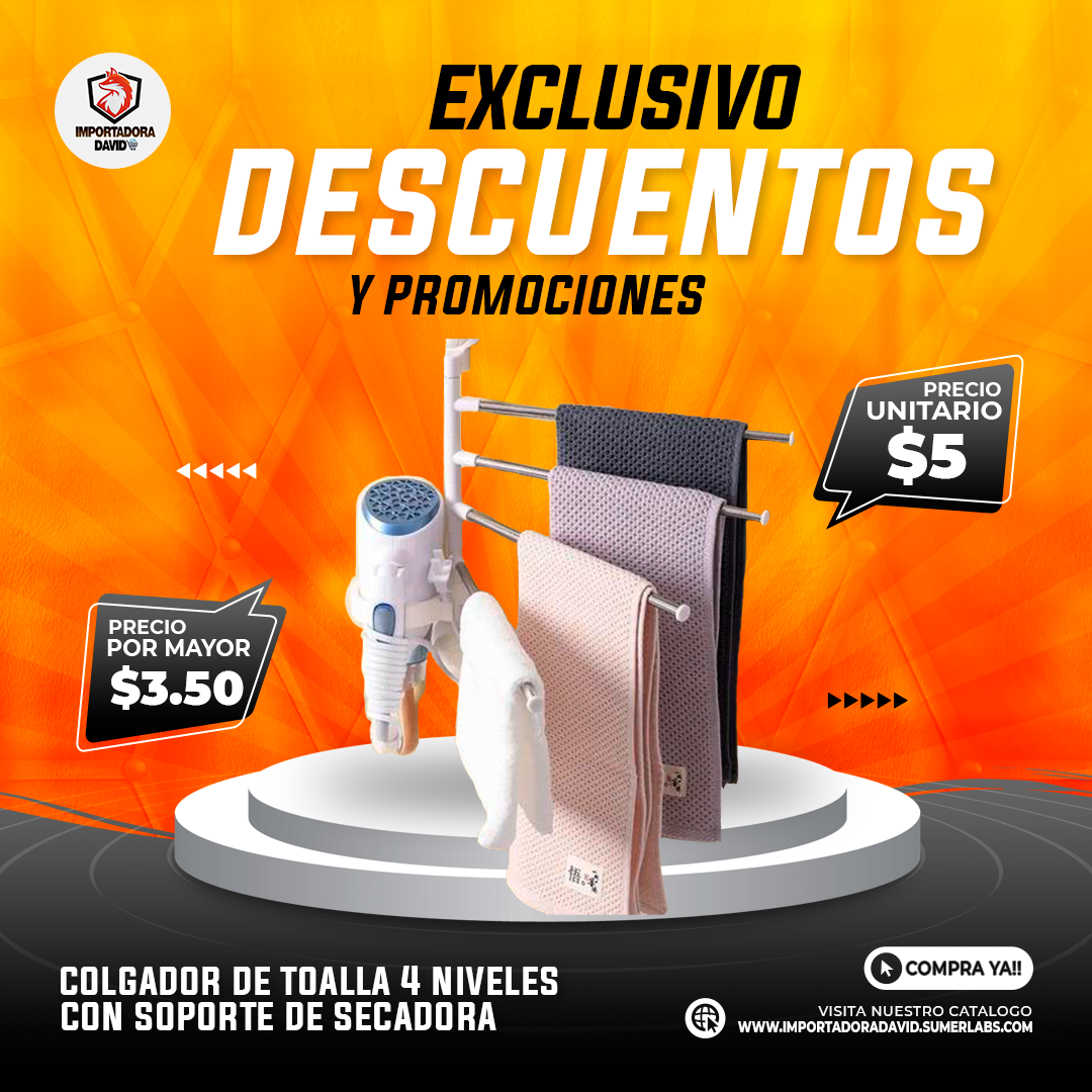 Colgador de Toalla 4 Niveles con Soporte de Secadora