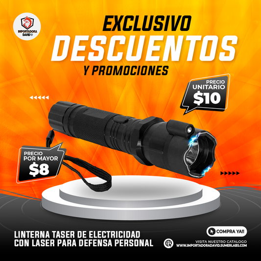 Linterna Taser de Electricidad con Laser para Defensa Personal