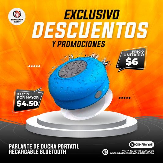 Parlante de Ducha Portatil Recargable Bluetooth