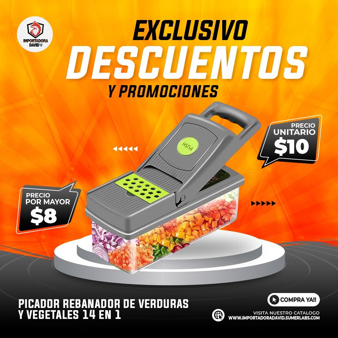 Picador Rebanador de Verduras y Vegetales 14 en 1