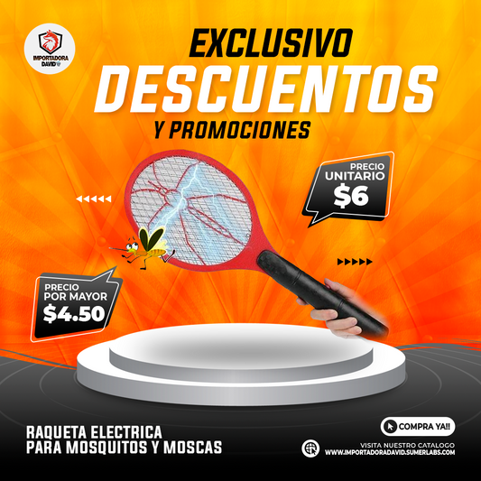 Raqueta Eléctrica para Mosquitos y Moscas